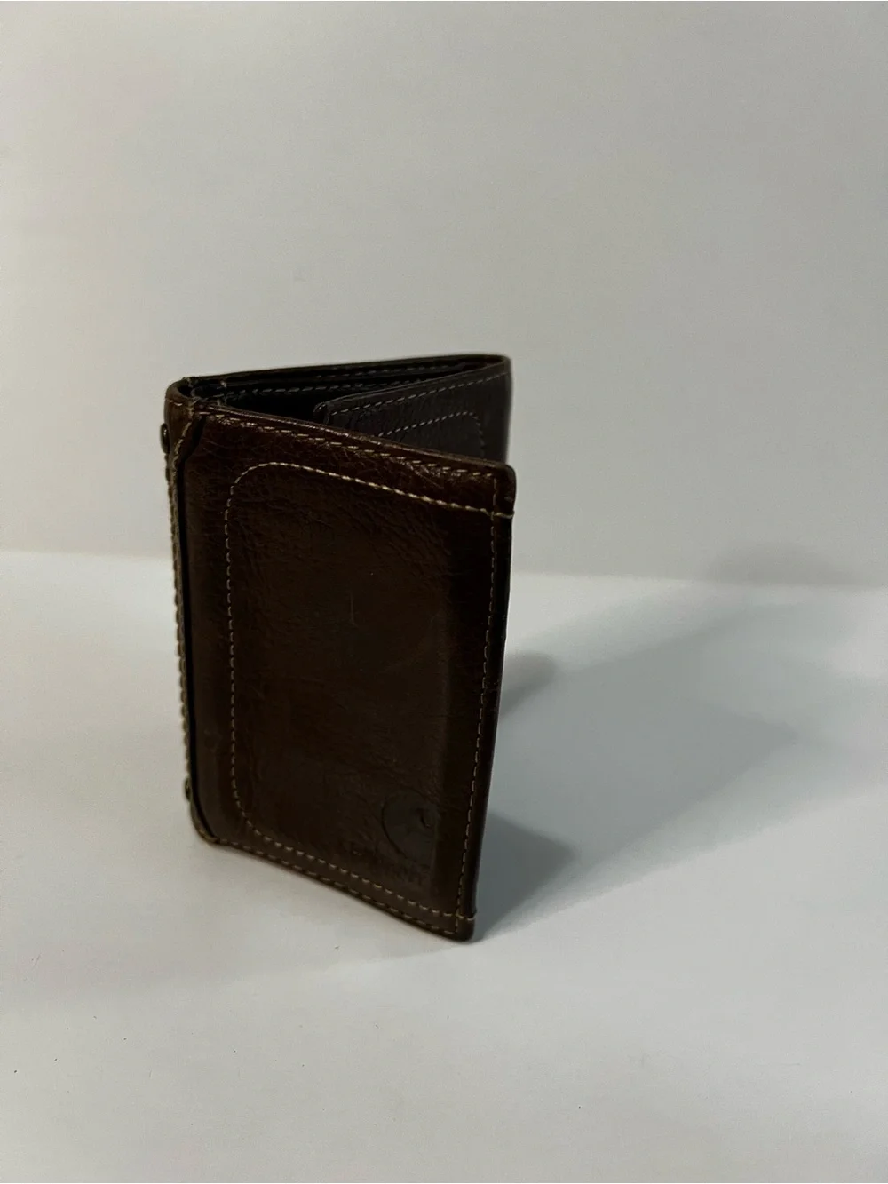 Carhartt Brown Genuine Leather Trifold Wallet Men’s Rugged Workwear